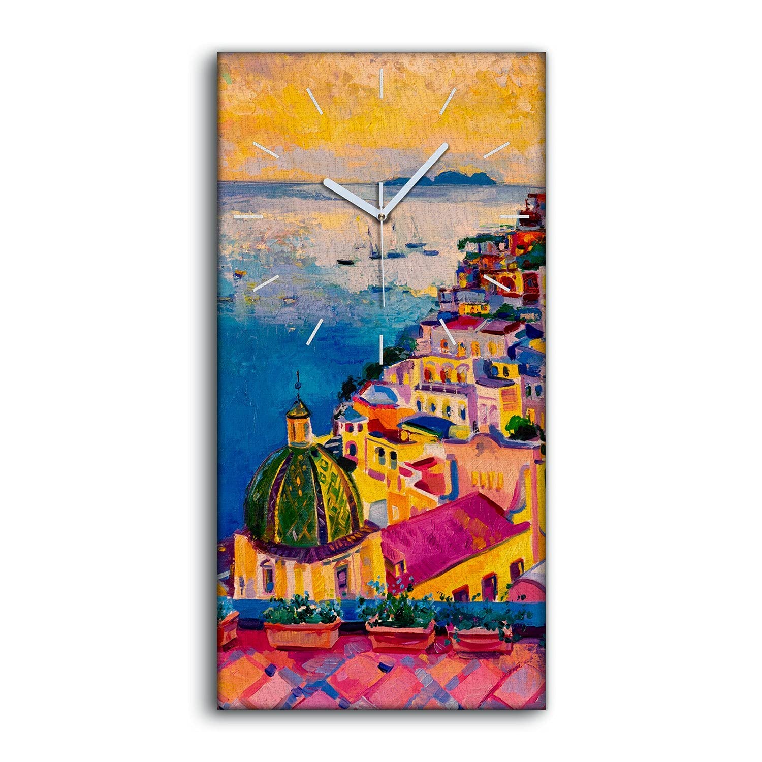 Art mural village moderne en horloge en silence pour chambre douce