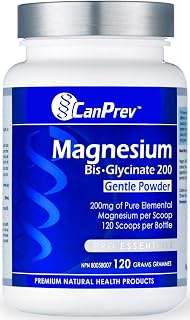 CanPrev Magnesium Bis-Glycinate 200 Gentle Powder | 120g l Maintains Healthy Bones, Teeth And Proper Muscle Function l Promote Relaxation l Preferred And Highly Absorbable Bis-Glycinate Form