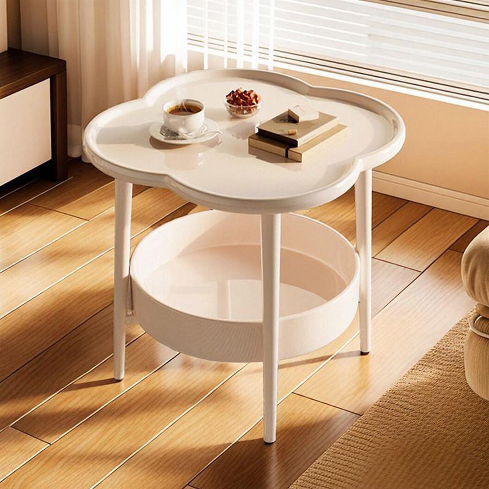 Mini Table Small Apartment Bedside Table White Nightstand Modern Compact Structure Quality Plastic Versatile Use Easy Installationns Decor