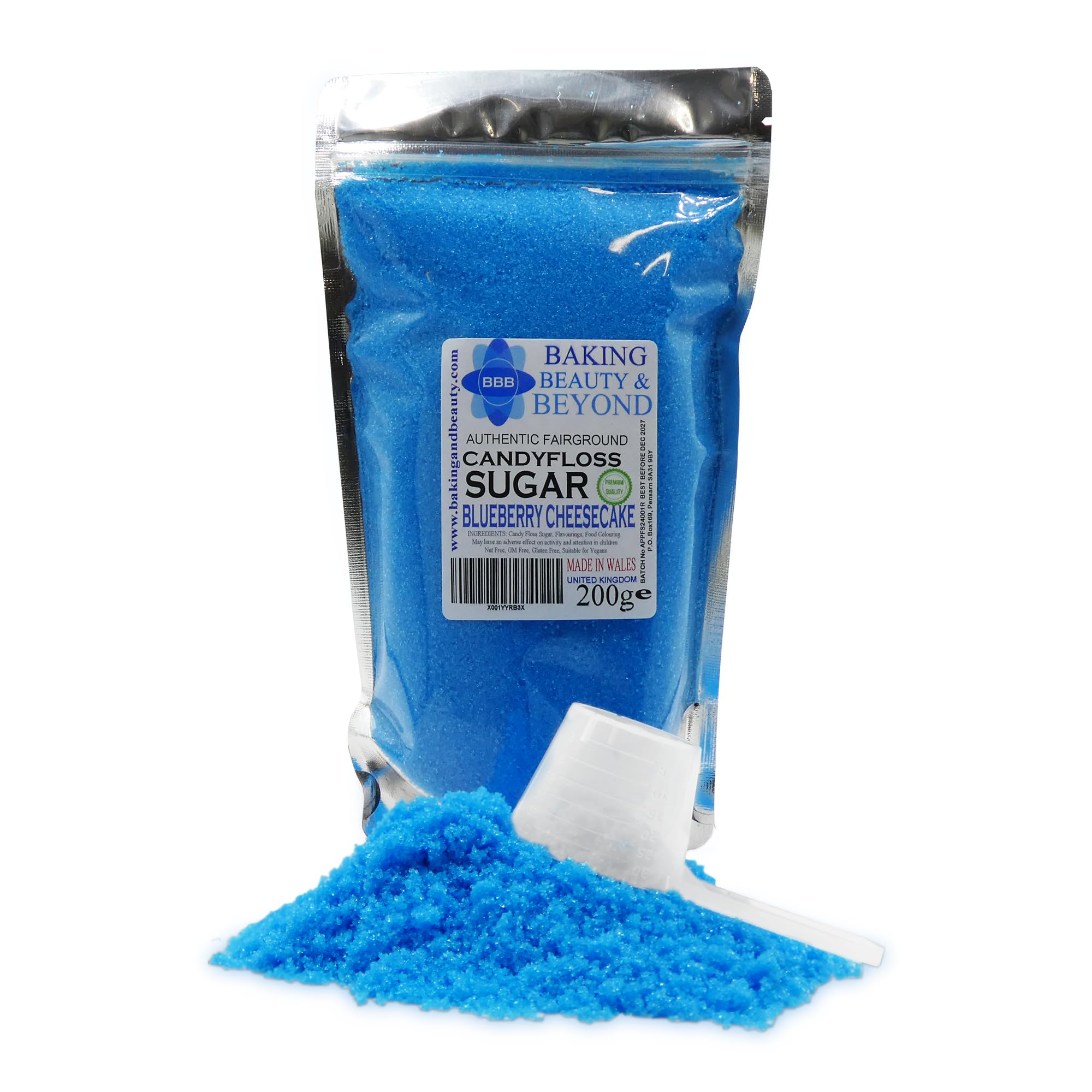 Baking Beauty and Beyond Premium Candy Floss Sugar 200g - Blueberry Cheesecake Flavour