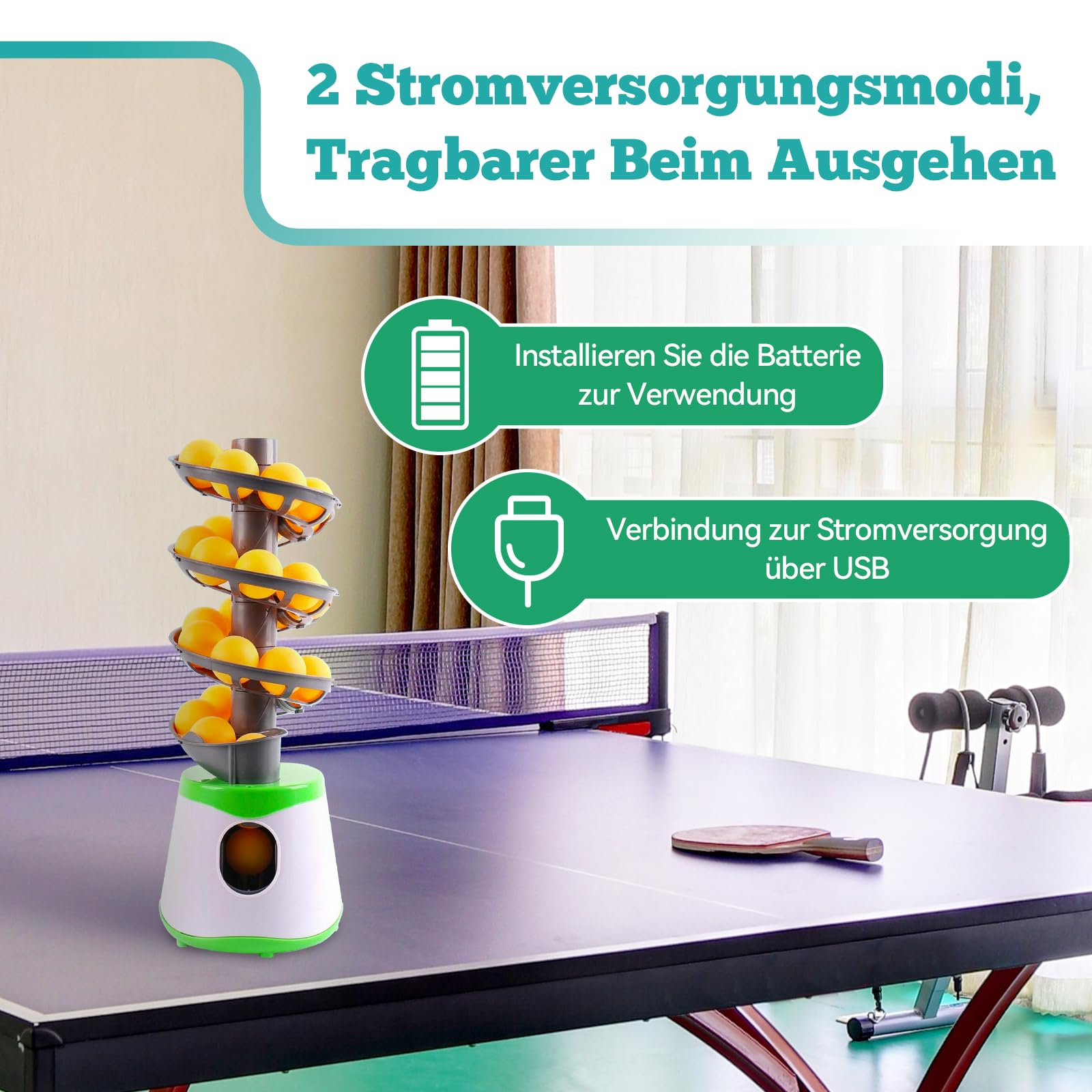 Baoblaze Tischtennis Ballmaschine, Tischtennis Roboter Automatic Launcher mit Abnehmbares Fairway, Tragbare Tischtennis Trainingsroboter, Tischtennis Trainer für für Ping-Pong-Liebhaber Anfänger