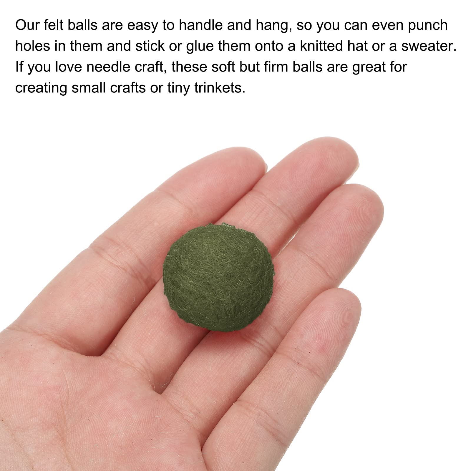 PATIKIL Wool Felt Balls Beads Wool Felting Pom 2cm 20mm Dark Green for Home Crafts Handcrafts Project DIY Pack of 50 - Image 4