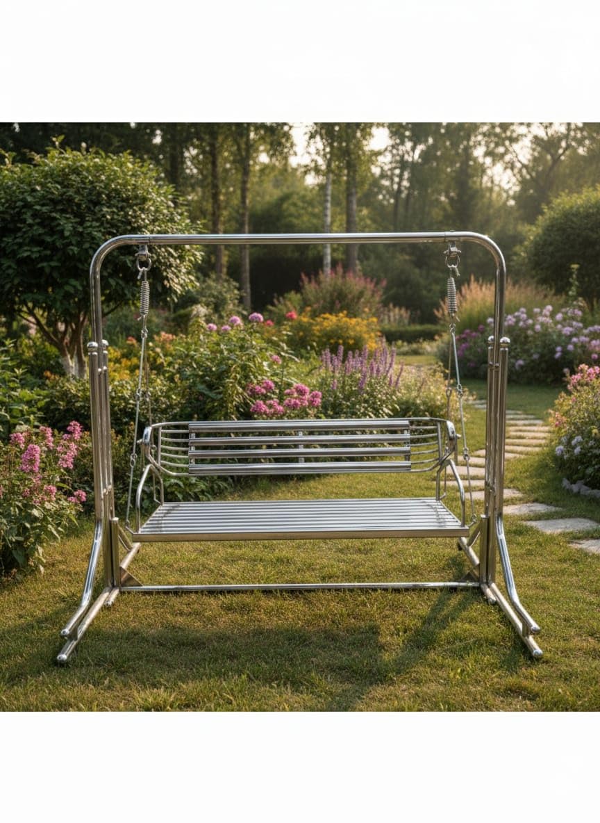 Swing India Indoor and Outdoor Metal Iron Swing with Hammock Chair 2-Seater Jhula, High-Strength Iron, 310 kg Capacity (Silver) | Beautiful, Comfortable Seating for Your Dream Home-image-22