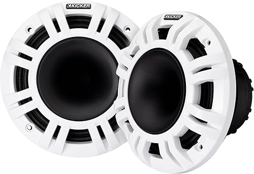KICKER KMXL65 Altavoz coaxial de controlador de compresión cargado con bocina marina de 6.5 pulgadas (6.496 in), 4 ohmios