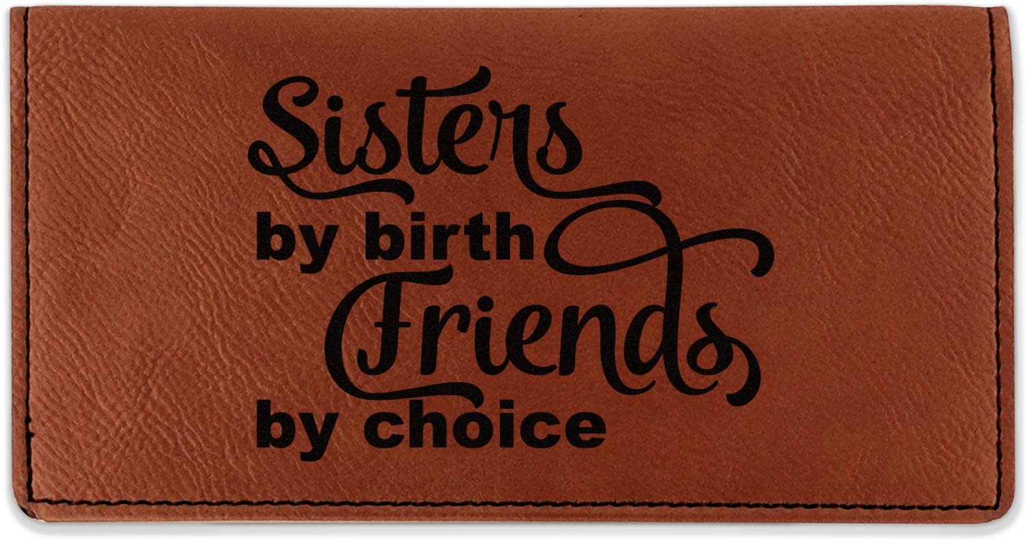 RNK Shops Personalized Sister Quotes and Sayings Leatherette Checkbook Holder - Double Sided