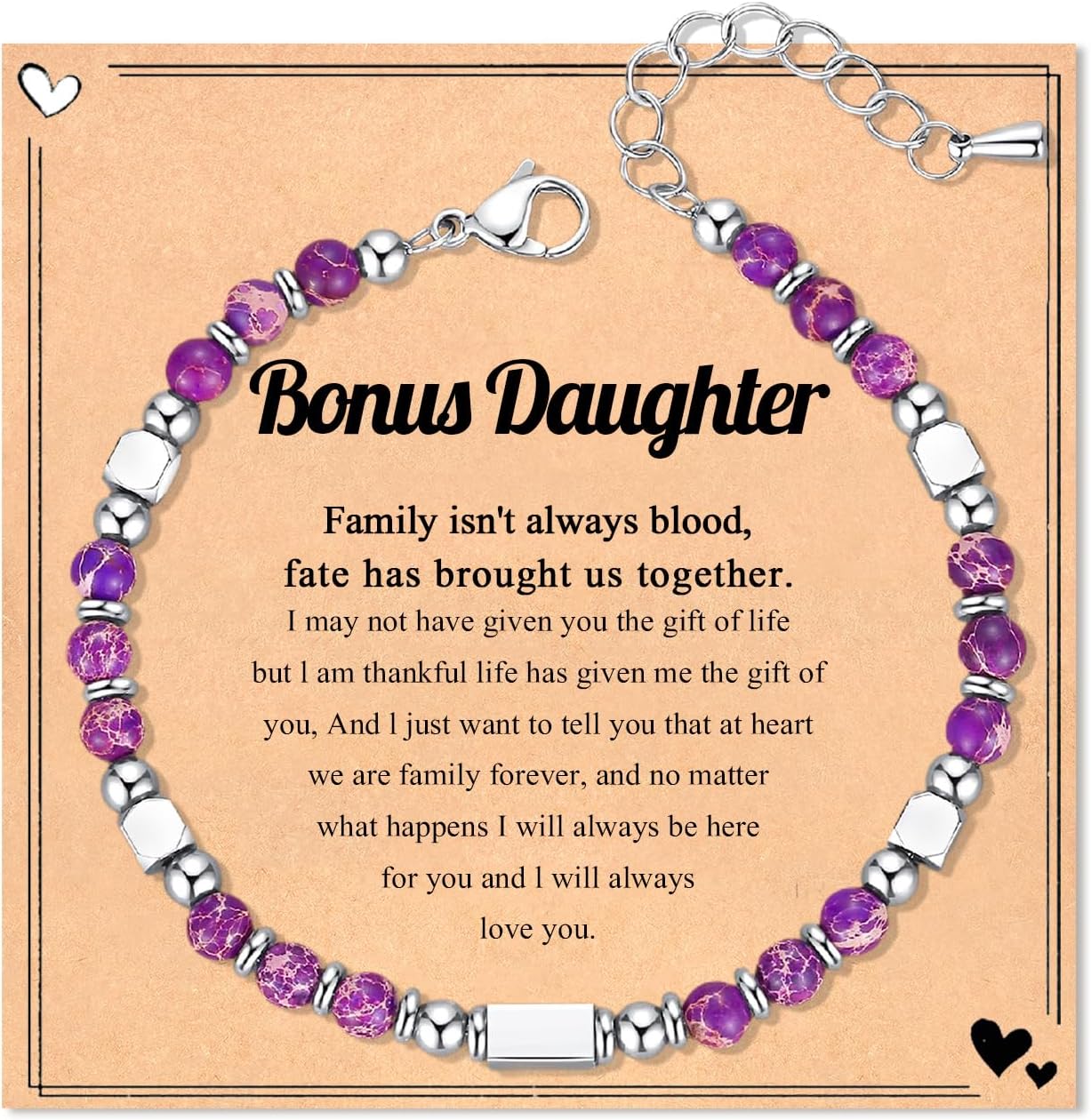 Nature Stone Bracelet, Trendy Teen Girl Gift Ideas with Quote Card for Birthday Christmas Easter Valentines