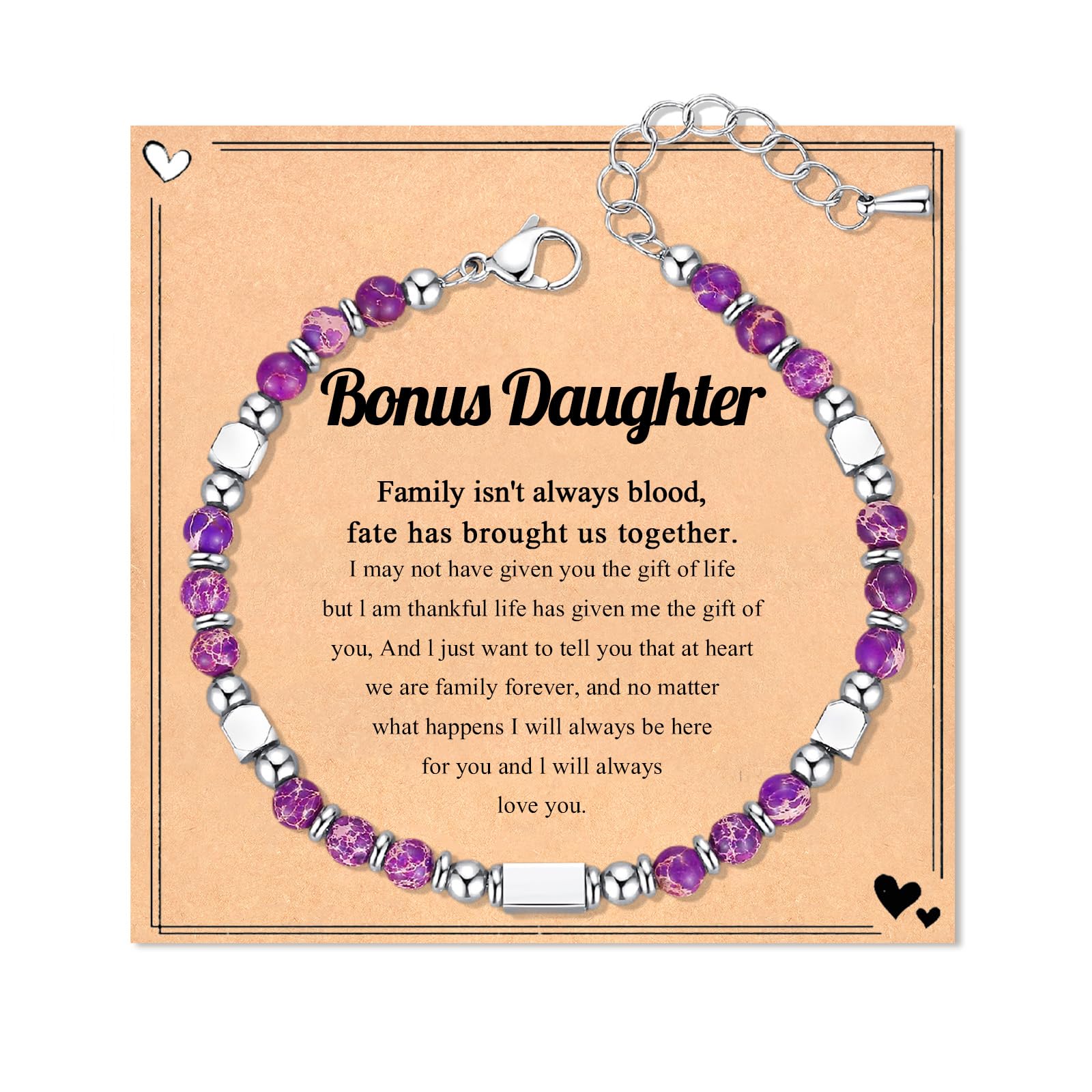 Nature Stone Bracelet, Trendy Teen Girl Gift Ideas with Quote Card for Birthday Christmas Easter Valentines
