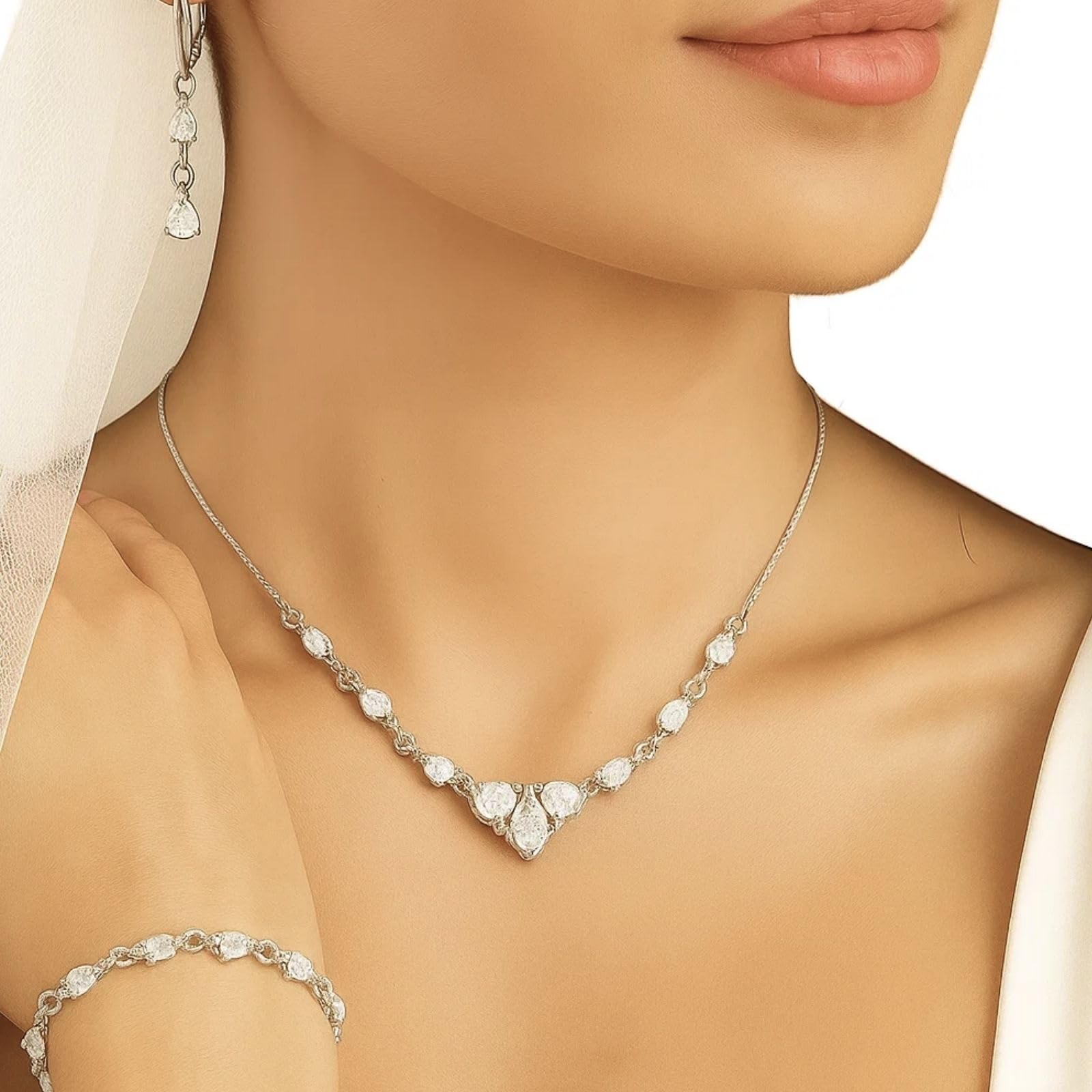 LILLY MARIE Brautschmuck Set Mit Weißen Zirkonia Aus 925 Silber Sterlingsilber