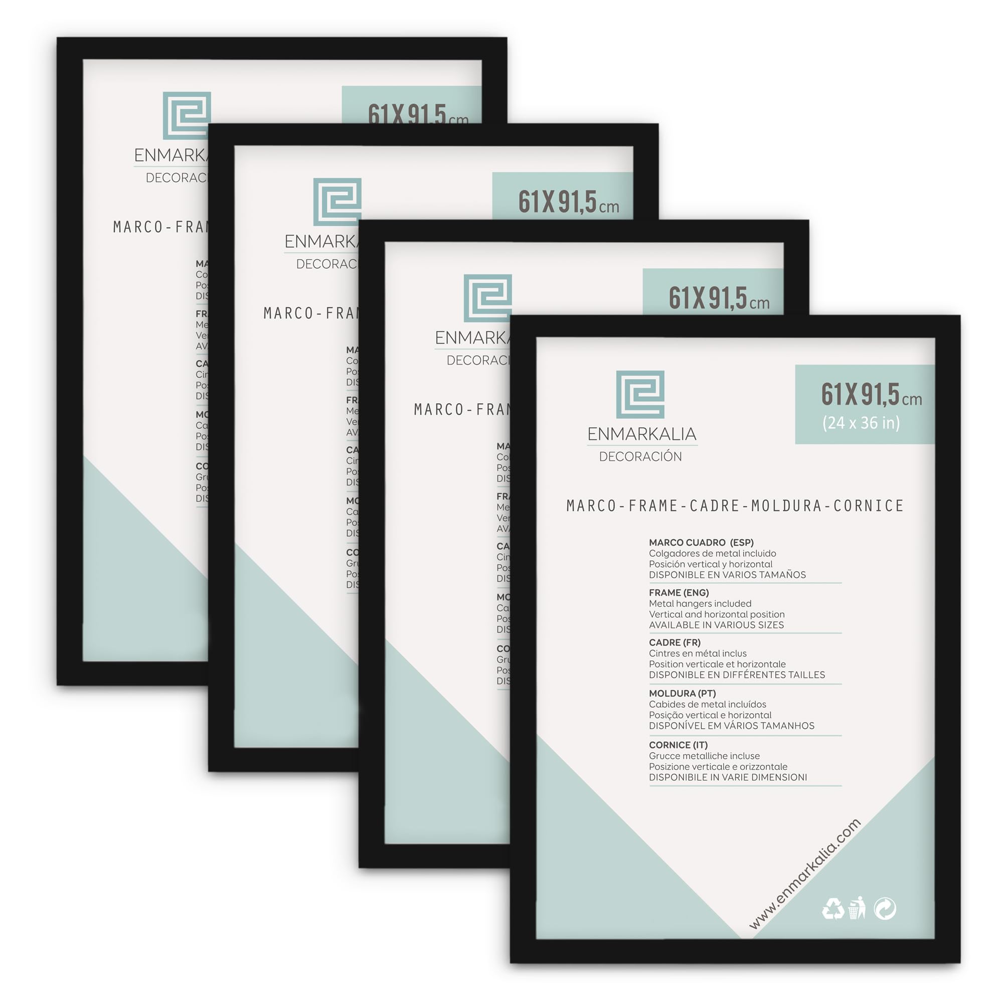 Pack de Marcos 61x91,5 (Poster) (61 x 91,5 cm (poster) x 4 uds, Negro)