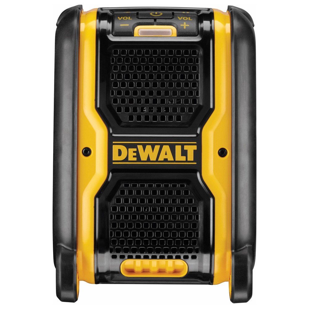 DEWALT DCR006 Bluetooth-Lautsprecher (für 10,8 - 18 V XR Akkus, Verbindung über Bluetooth oder Kabel, einfache Bedieung, robustes Gehäuse)