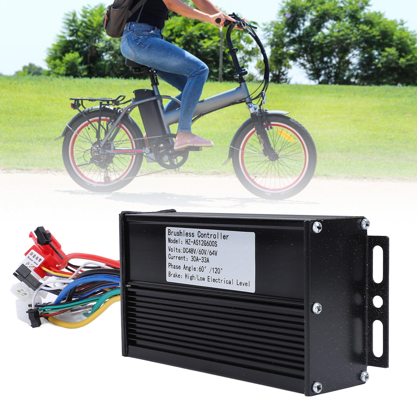 BuyWeek Contrôleur de Moteur sans Balais, 48V 60V 64V 600W Contrôleur de Moteur en Alliage d'Aluminium pour Vélo Électrique Scooter Électrique (HZ-AS12G600S)