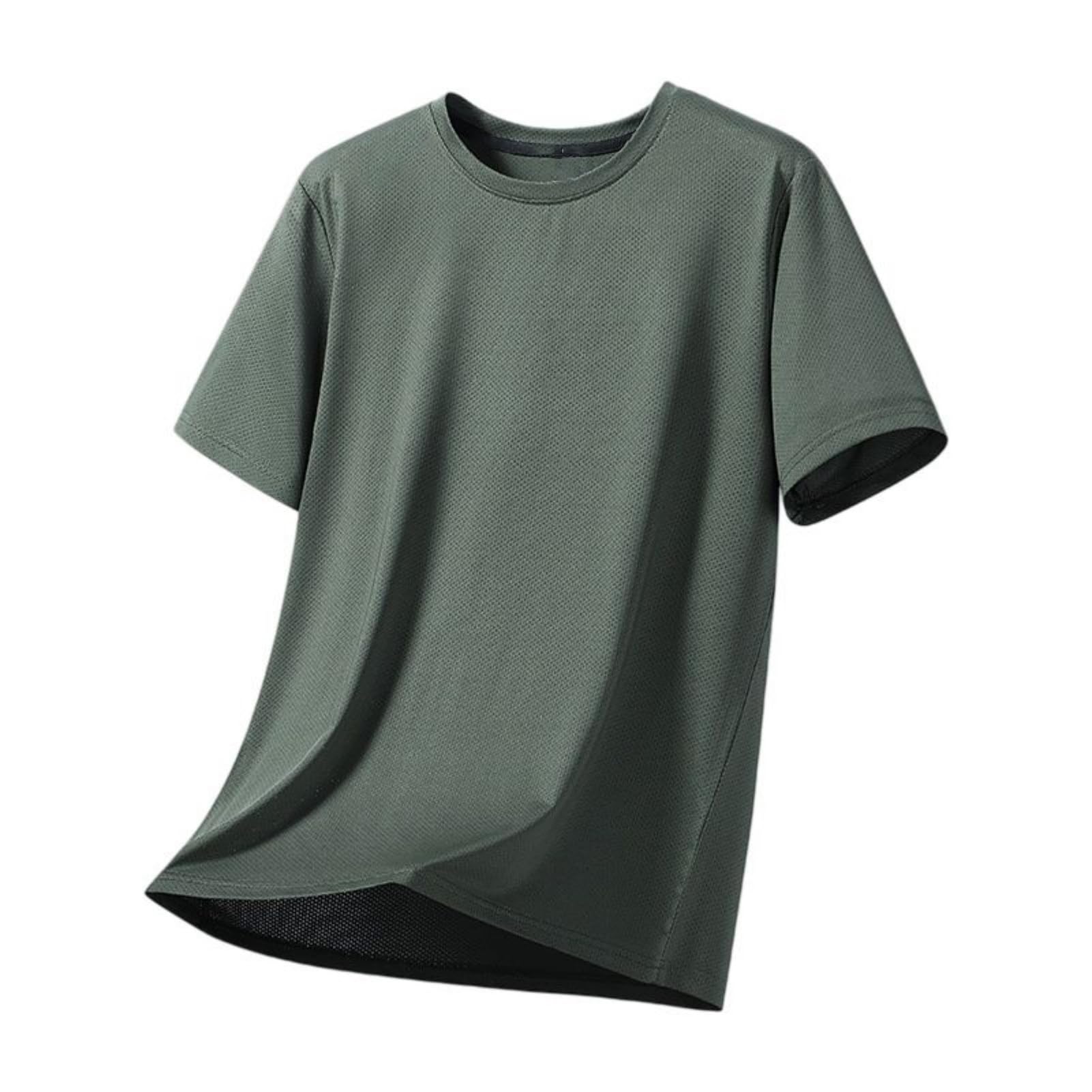 T-shirt da uomo a maniche corte in nylon stampato girocollo vestibilità ampia per allenamento, corsa, abbigliamento all'aperto