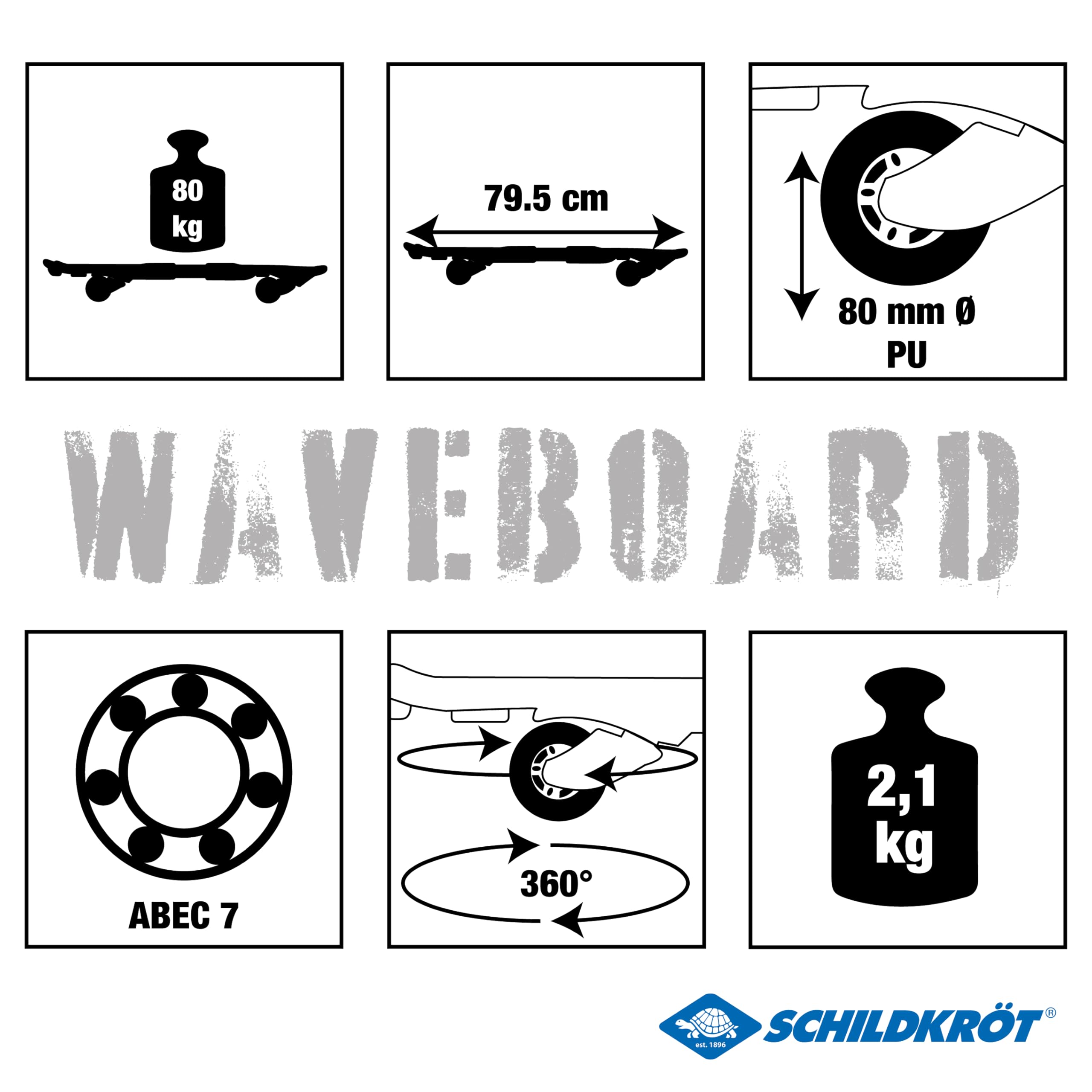 Schildkröt Waveboard Good Vibes, Leggero ed Agile, Tavola Larga com Superficie Antiscivolo