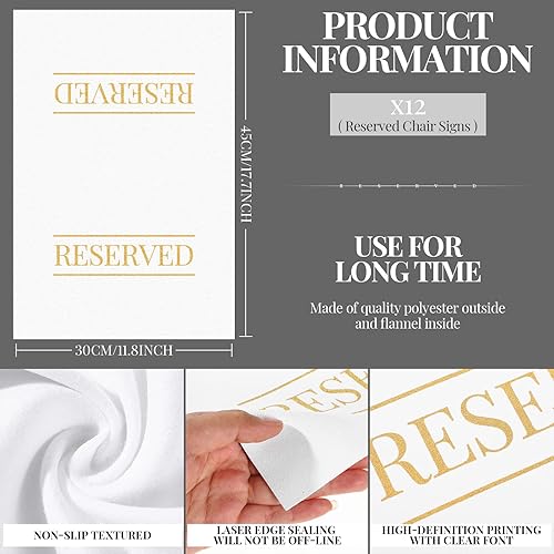 Miniatura 2 de Buryeah Letreros de silla reservados para iglesia con palabras impresas para bodas, fiestas, celebraciones, recepciones, iglesia o evento (blanco,