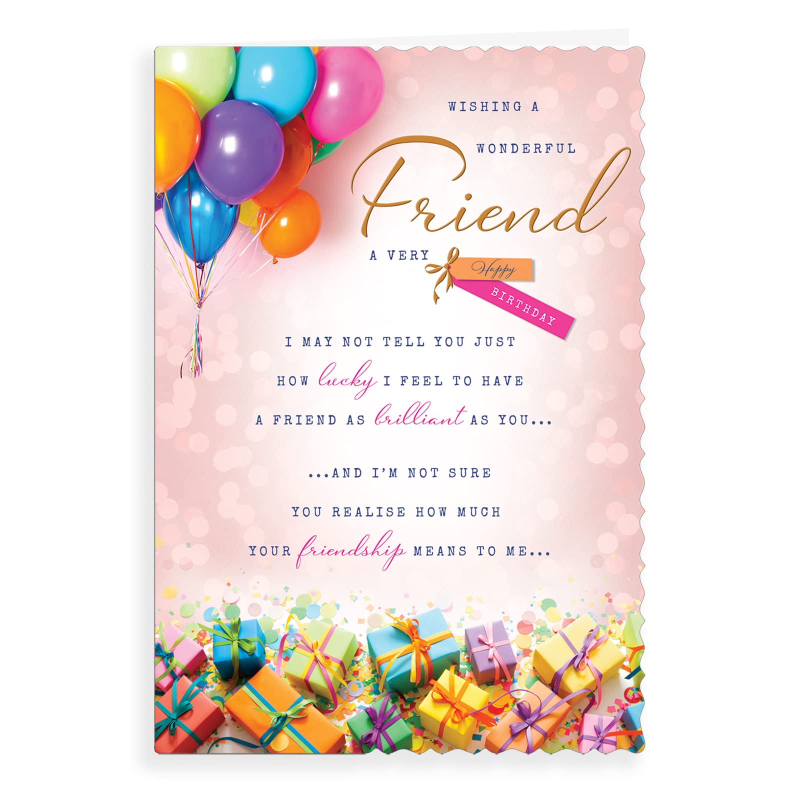 Friend Birthday Card 9""x6"" Female Balloons Special Verse Long Message Nice Words
