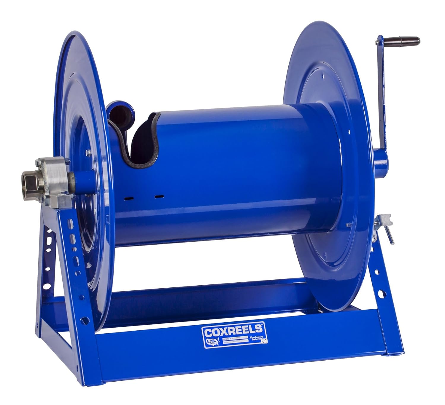 Coxreels 1185-2028-C Beveled Gear Hand Crank Hose Reel: 1 1/2" I.D., 125' hose capacity, less hose, 600 PSI