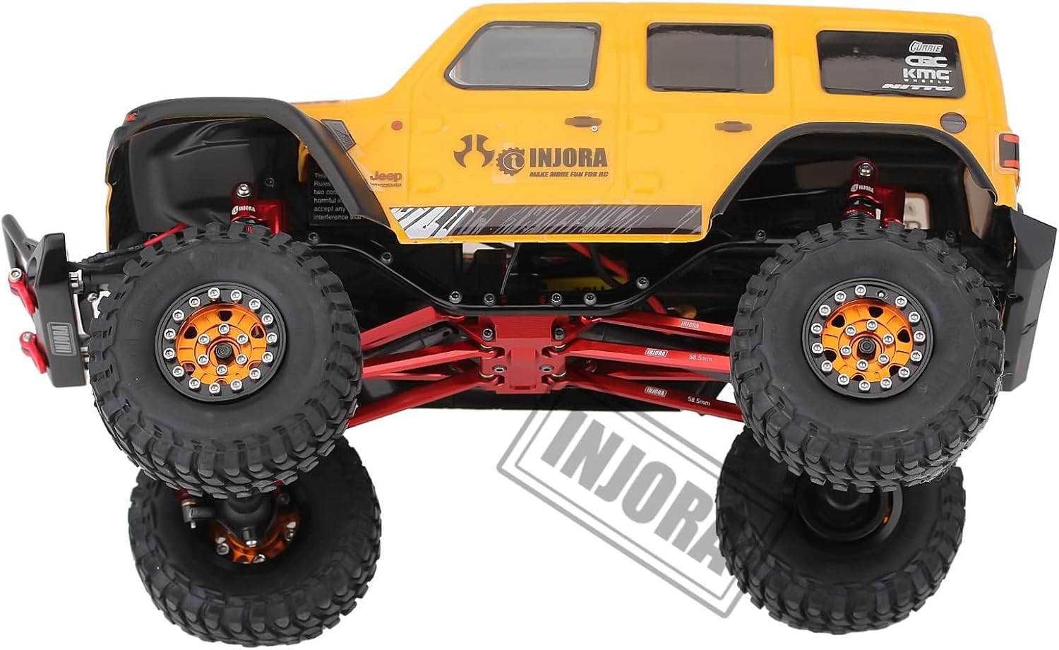 INJORA High Clearance Chassis Links Set for SCX24 C10 JLU Bronco Base Camp 4Runner Axial 1/24 RC Crawler Car（Red）