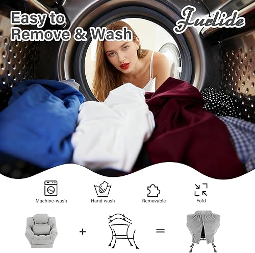 Miniatura 7 de Silla Lazy con otomana, moderna silla de estar con almohada lumbar, sillón de lectura acogedor y reposapiés plegable para dormitorio, sala de estar,