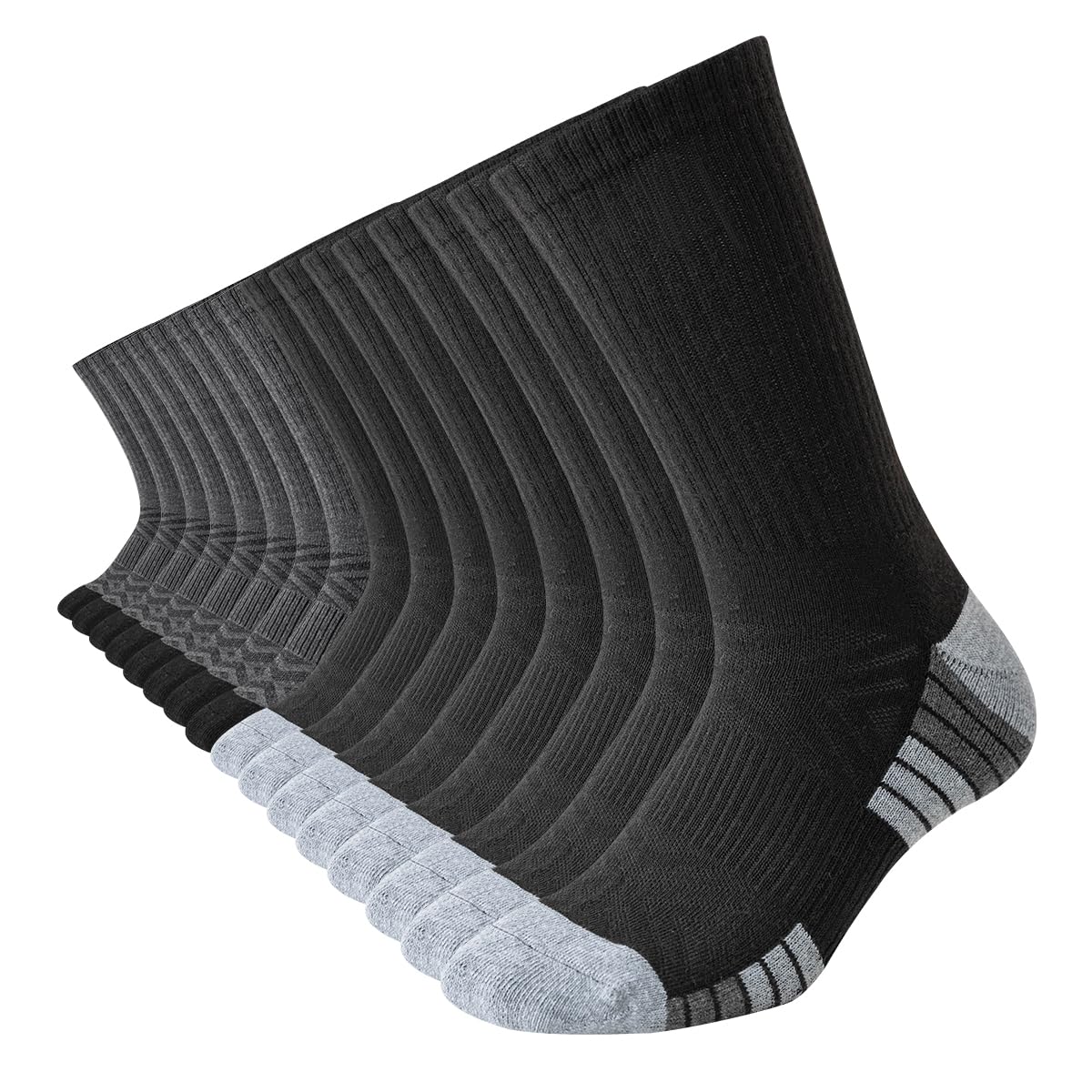 JOYNÉE 8 Paar dicke gepolsterte Sportsocken für Herren, atmungsaktiv, feuchtigkeitsableitend, Arbeitssocken für Herren, Größe 43-47
