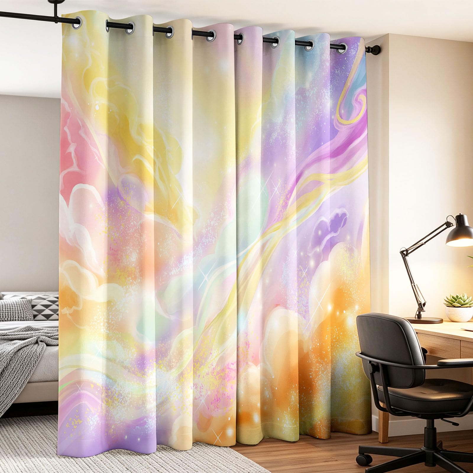 Générique Rideau Occultant Fantaisie Rêveur Salon Moderne Thermique Isolant Anti Froid Polyester 2 Pièces 135 x 245 CM Rideaux De Fenêtre Éthéré Nuage pour Chambre Cuisine Décoration