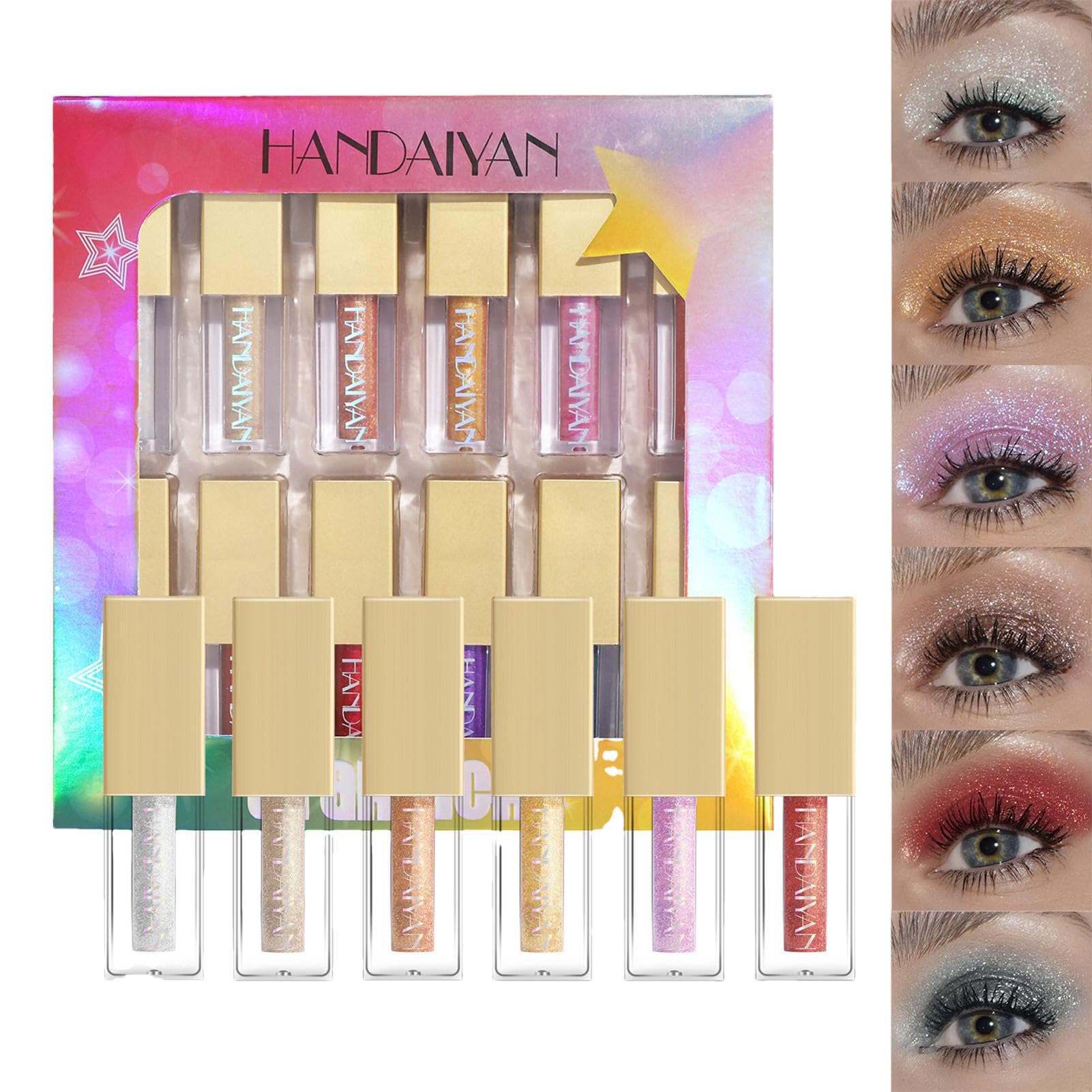 sombras ojos líquidas - Sombra ojos brillante 12 colores | Resaltador gel brillante secado rápido, resistente al agua y larga duración Sombra ojos con brillo