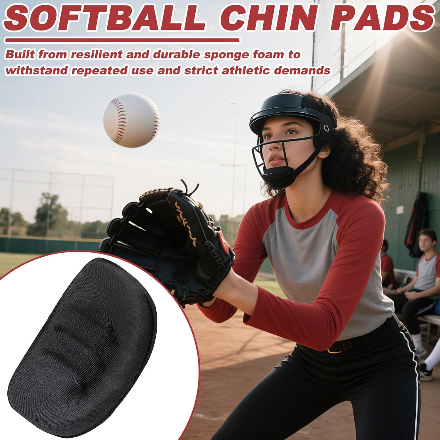 4 Pcs Softball Fielder's Face Cover Chin Cup Protective Catchers Replacement Face Defense Chin Cup, Baseball Pitchers Helmet Padding for Softball Fielder's Men Women Teensm - Image 5
