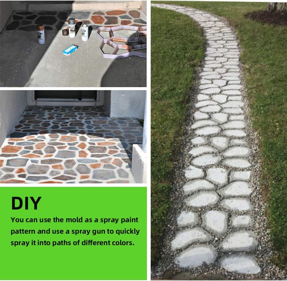 Walk Maker Reusable Concrete Path Maker Molds Stepping Stone Paver Lawn Patio Yard Garden DIY Walkway Pavement Paving Moulds (Oversized)