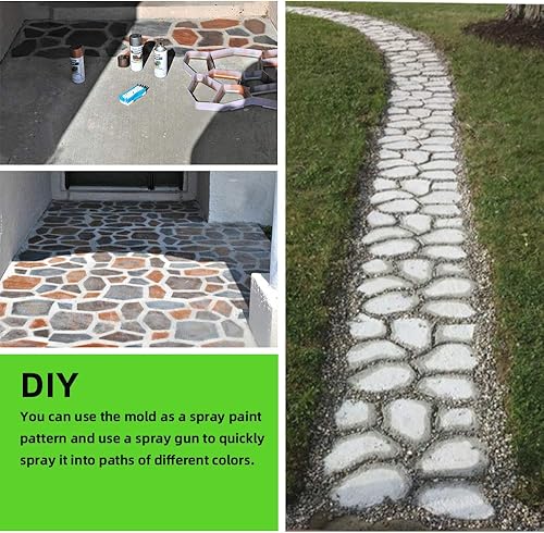 Miniatura 5 de CJGQ Walk Maker - Moldes reutilizables para hacer pavimentos de hormigón, pavimentación de piedra, césped, patio, jardín, bricolaje, pasarela,