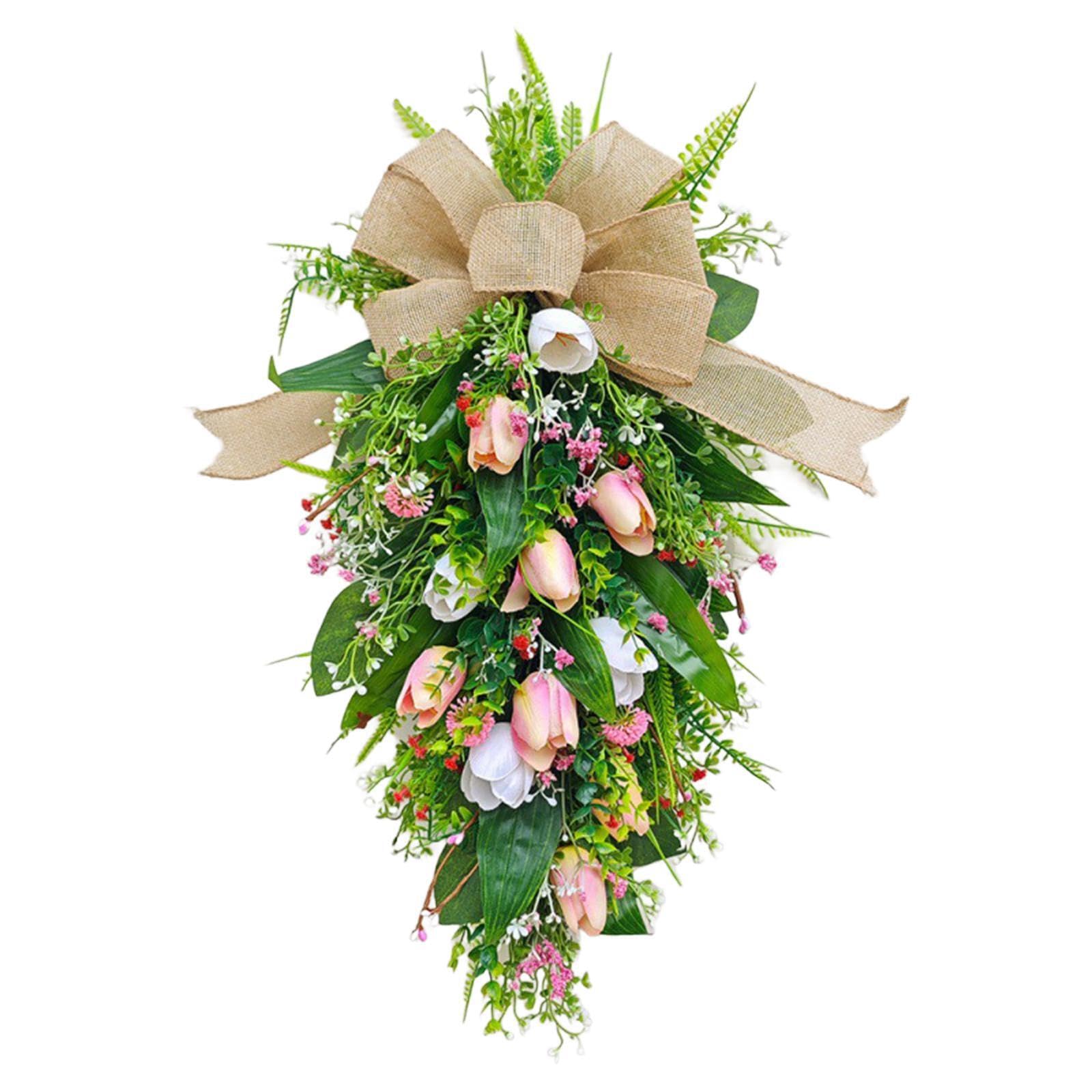 Yixannx Artificial Tulips Teardrop Wreath Party Supplies Eye Catching Decor Bringing Spring Summer Spirit To Celebrations For Creative Artificial Garland