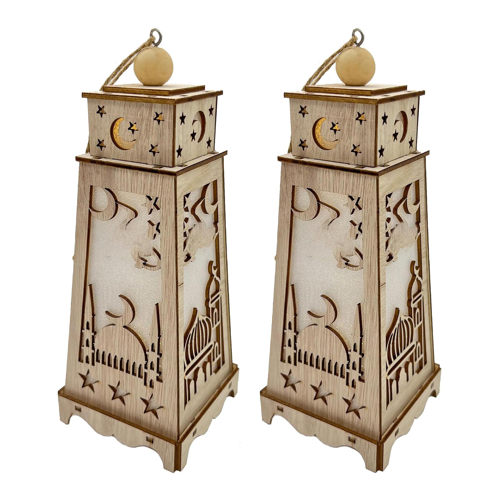 Jazuaiao Wooden Lighted Decoration for Muslims Celebration Providing and Artistic Appeal in Festival Environments Craft Wooden Hanging Light