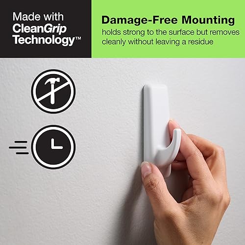 Miniatura 4 de FrogTape reMOVEables - Gancho de pared adhesivo sin daños, ganchos de pared grandes extraíbles para colgar, sin clavos, soporta hasta 5 libras, 6