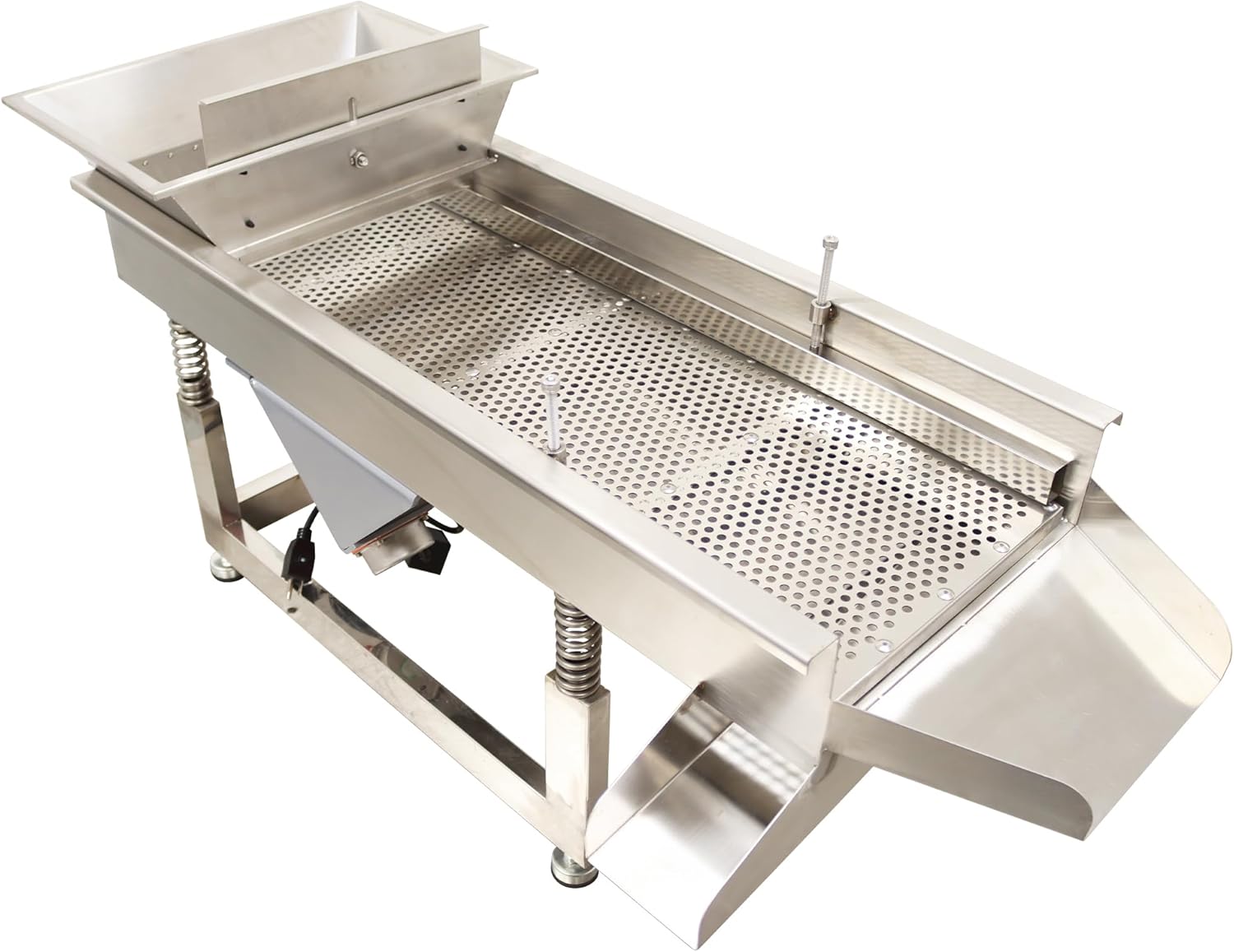 Straight Vibrating Sieve Shaker Linear Vibrating Sieve Machine Electric Linear Sifter 7mm ​Stainless Steel Screen Single Layer with Two 100W Motors, 110V (TB608 Series)