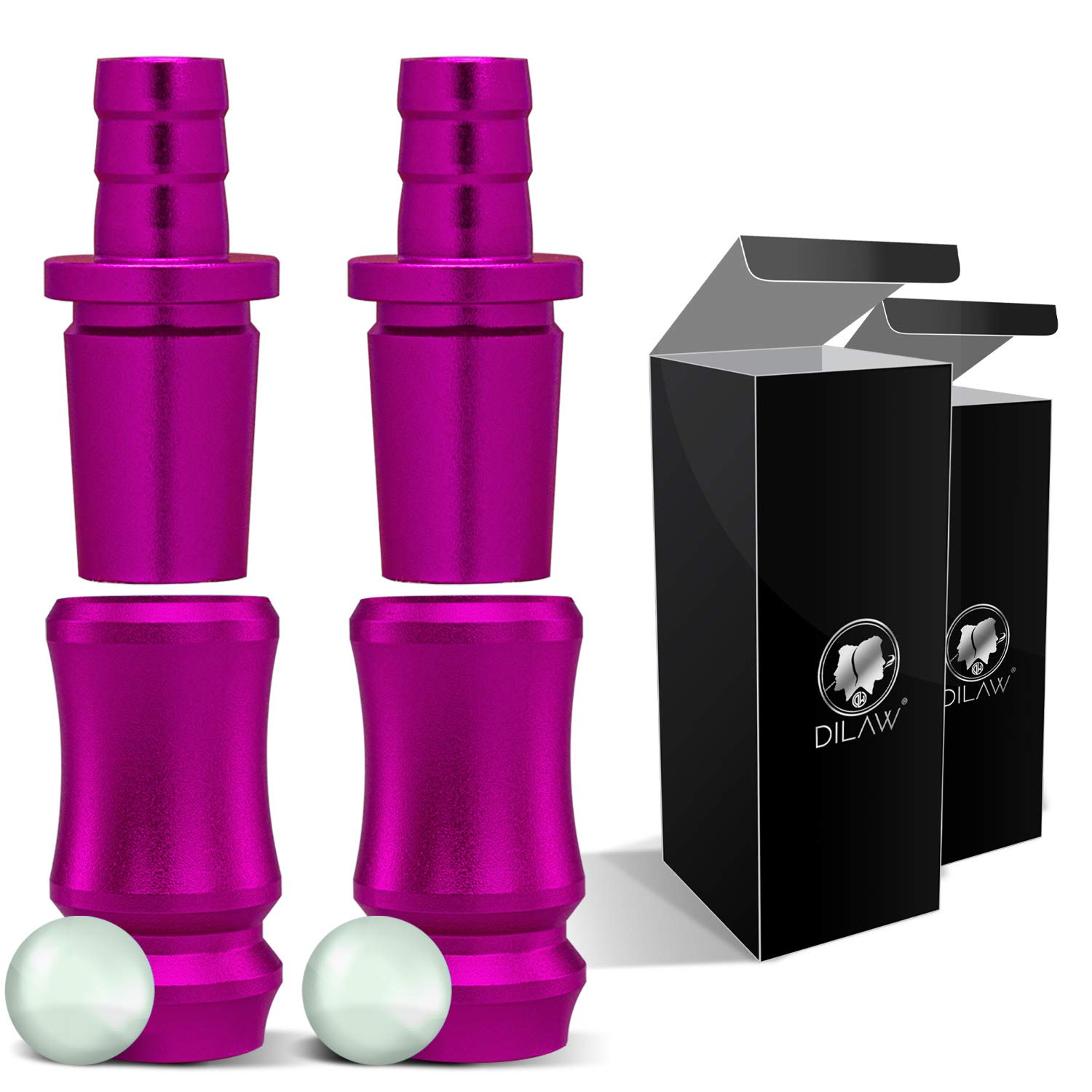 DILAW® Shisha SKITTO Aluminium Schlauchadapter 18/8 Schliff Set 2-teilig Universal Hookah Wasserpfeife Alu Manyak,Opal,Vatos, Farbe:Pink, Menge:2er Pack