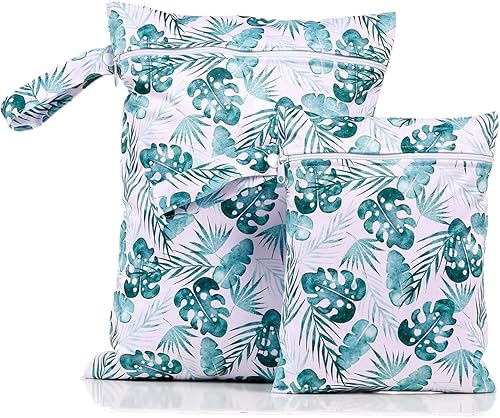 2 bolsas húmedas, impermeables, reutilizables, con cremallera, bolsillo con cremallera, para viajes, playa, piscina, natación, pañales para bebé,