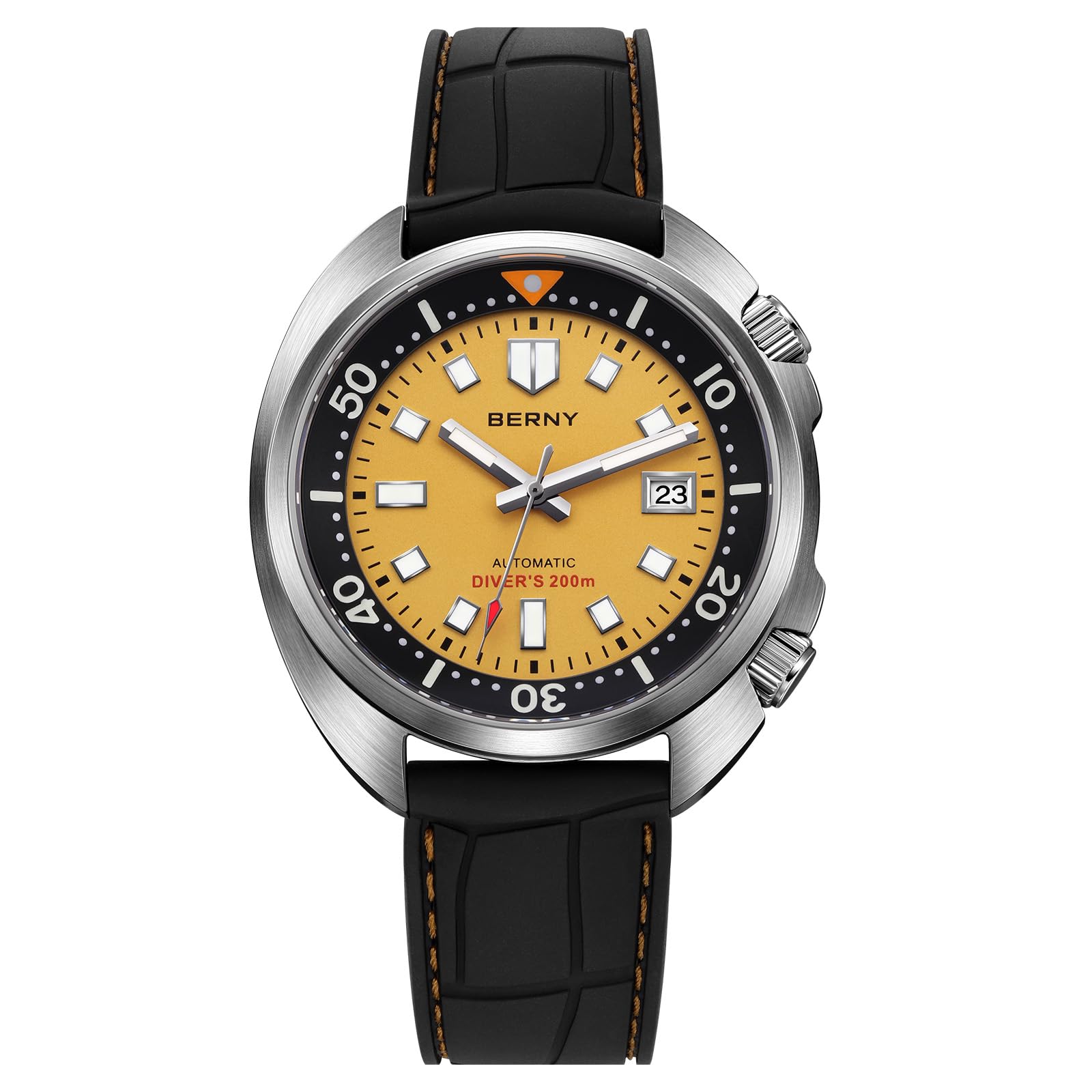 BERNY Reloj Automático para Hombres 200M Impermeable Buceo Mecánico Super Luminoso