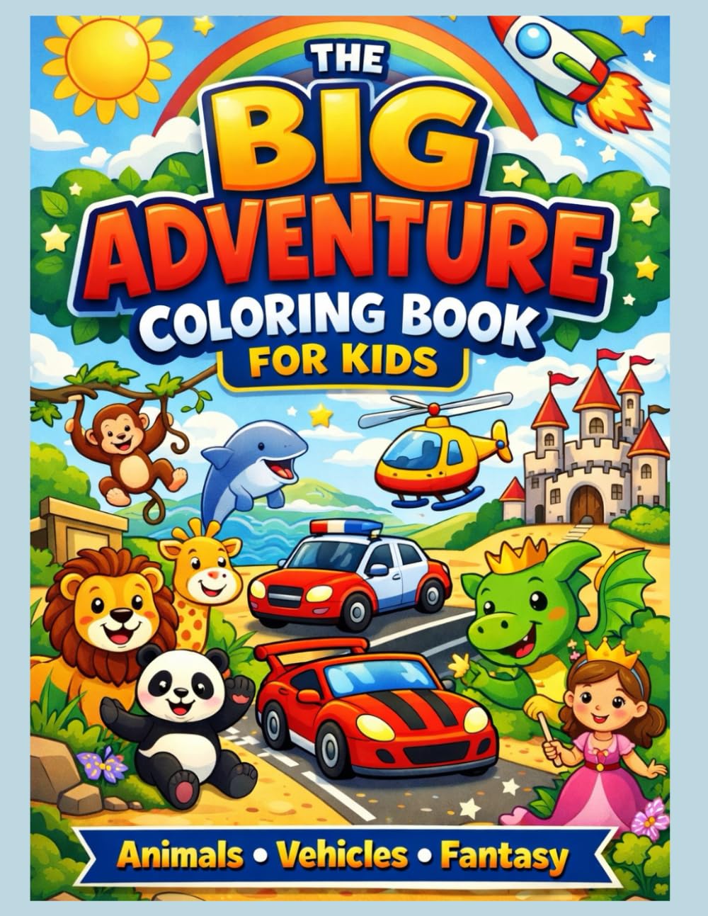 Big Adventure Coloring Book for Kids: A Big Coloring Book for Kids Featuring Animals, Vehicles & Fantasy Adventures