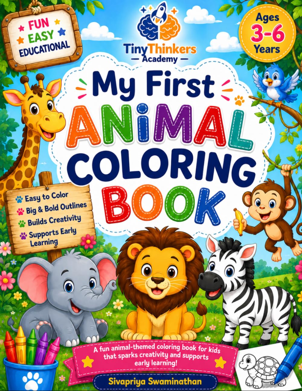 Cute Farm Animals Coloring Book for Kids Ages 3-6: Easy and Fun Coloring Pages for Toddlers, Preschoolers, and Beginners