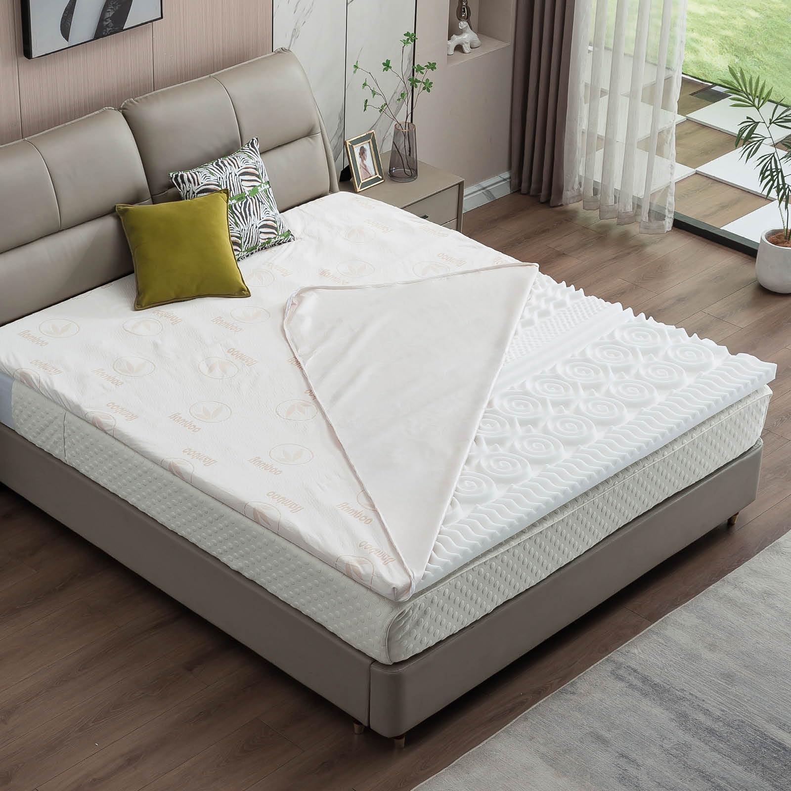 Matratzen Topper memory foam inkl. Bezug | 7 Größen | 80x200cm - 180x200cm | 5cm dicker Memory-Schaum | orthopädisch wasserdicht temperaturregulierend Maschinenwaschbar | Öko-Tex | 180x200cm