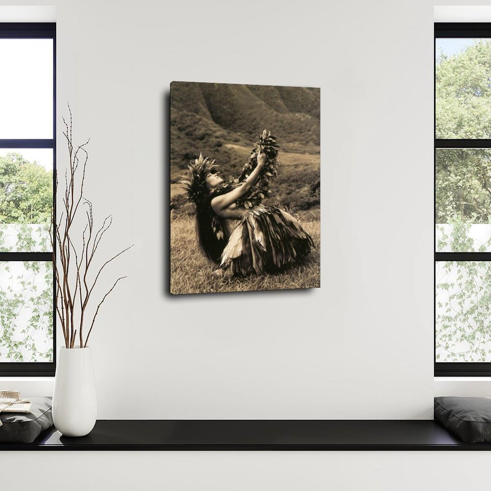 80s HULA DANCER 特大アート フレーム 油彩画 ヴィンテージ 【公式通販】