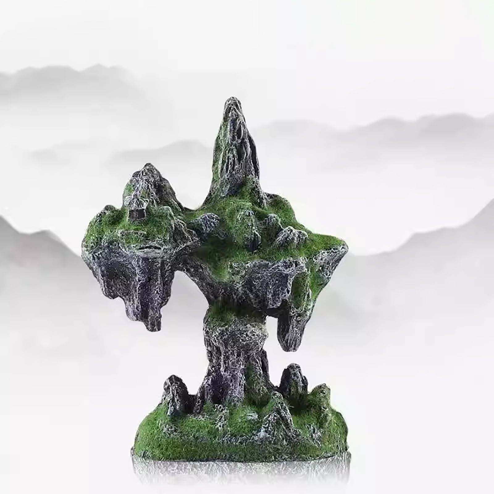 Akwarium górskie dekoracja, kamienny ornament z widokiem na góry akwarium, dekoracja akwarium dla ślimaków, żółwi i beta (22 cm)