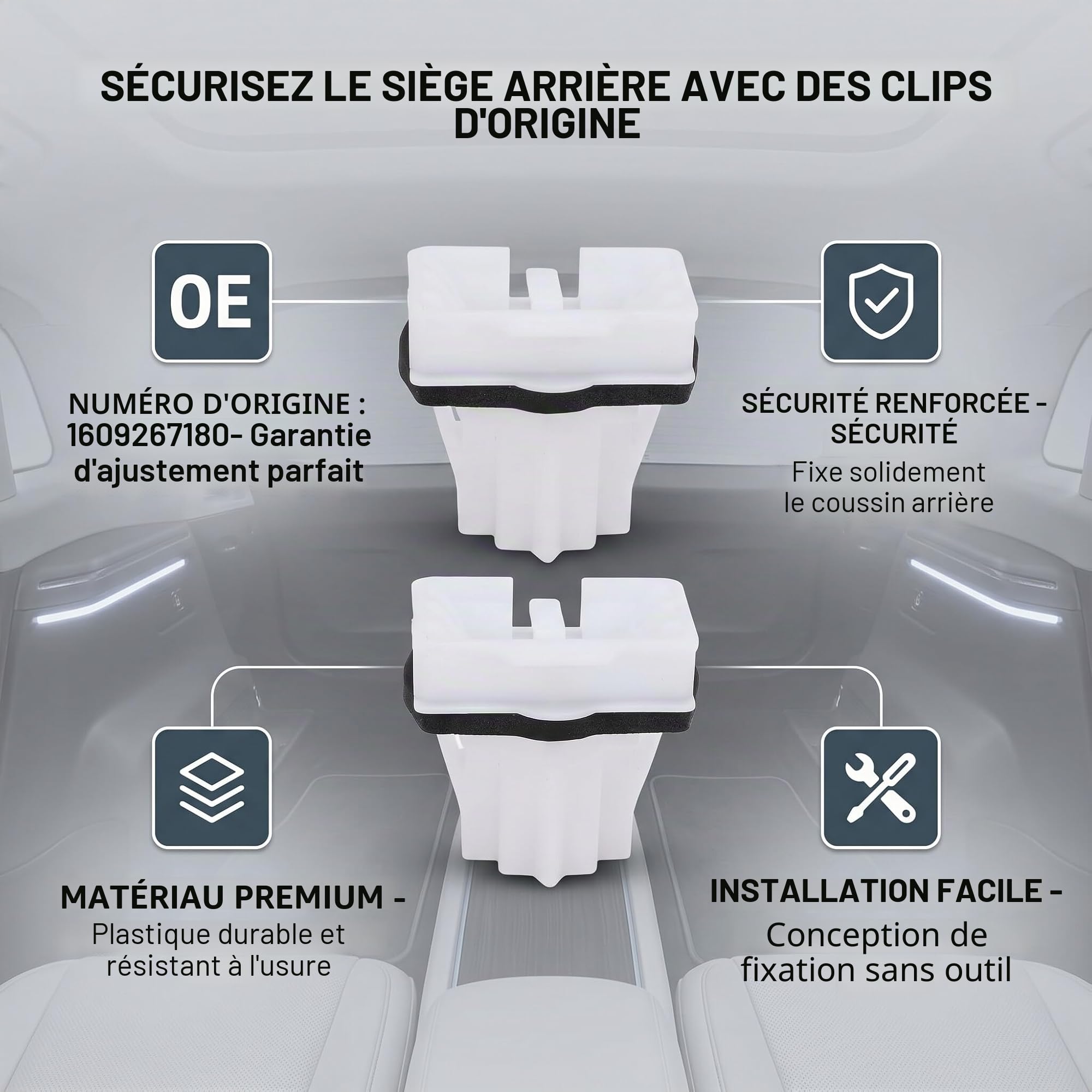 Ajustement arrière pour fixation fixe durable pour C3L C4 Aircross 1609267180, équipement - sièges arrière