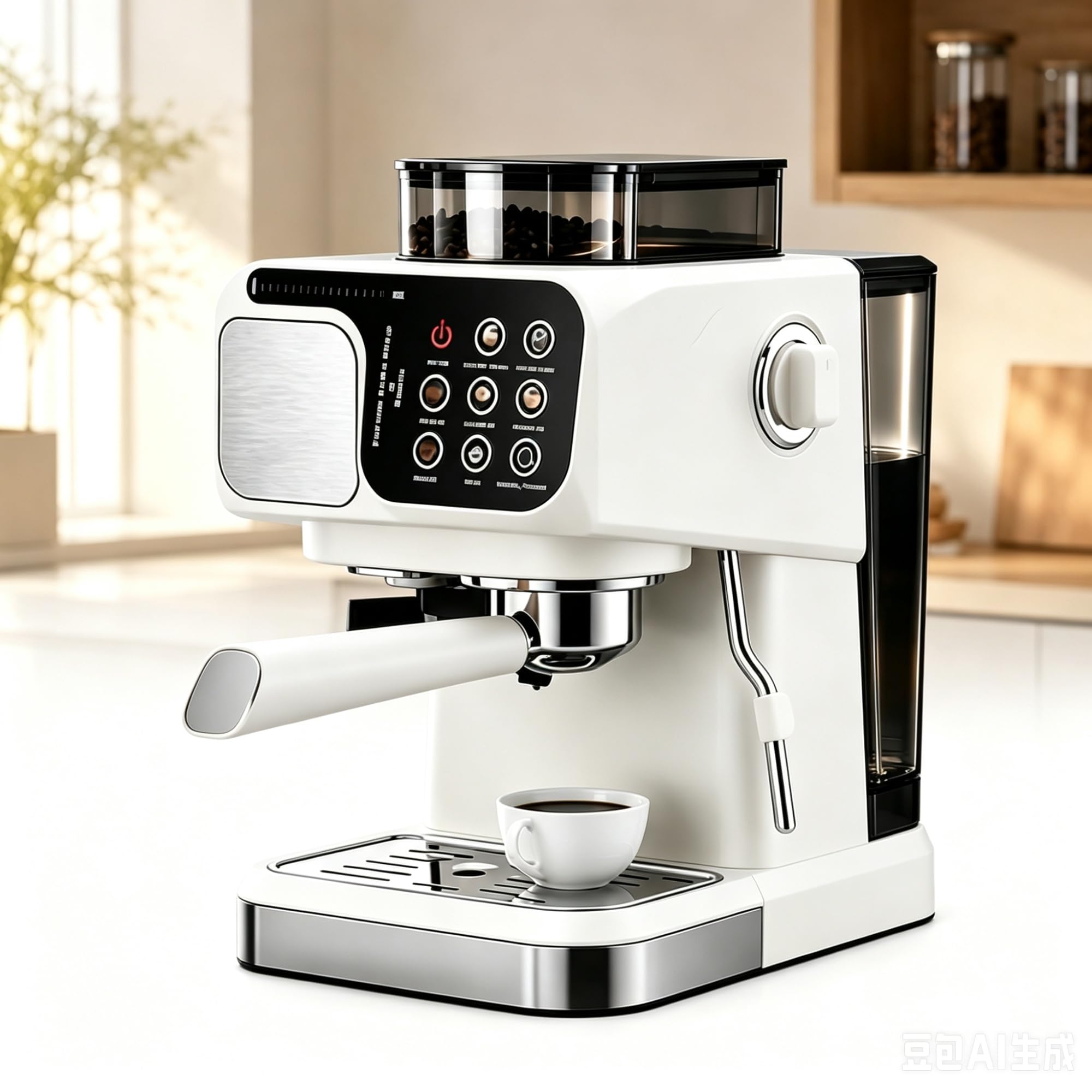 Cafetera Casera con Molinillo Antioxidante 3-5 Tazas | Elegante cuerpo de plástico disponible en los modernos colores blanco y negro for adaptarse a cualquier cocina.(White)