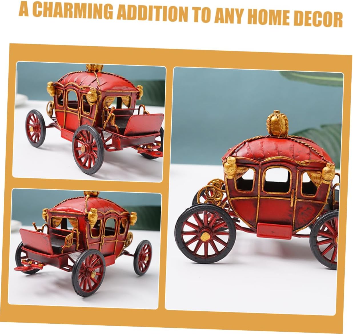 STOBAZA Decorative Retro Pumpkin Carriage Model Unique Metal Ornament for Home Decor Creative Table Decoration for Living Room Bedroom Study Choice