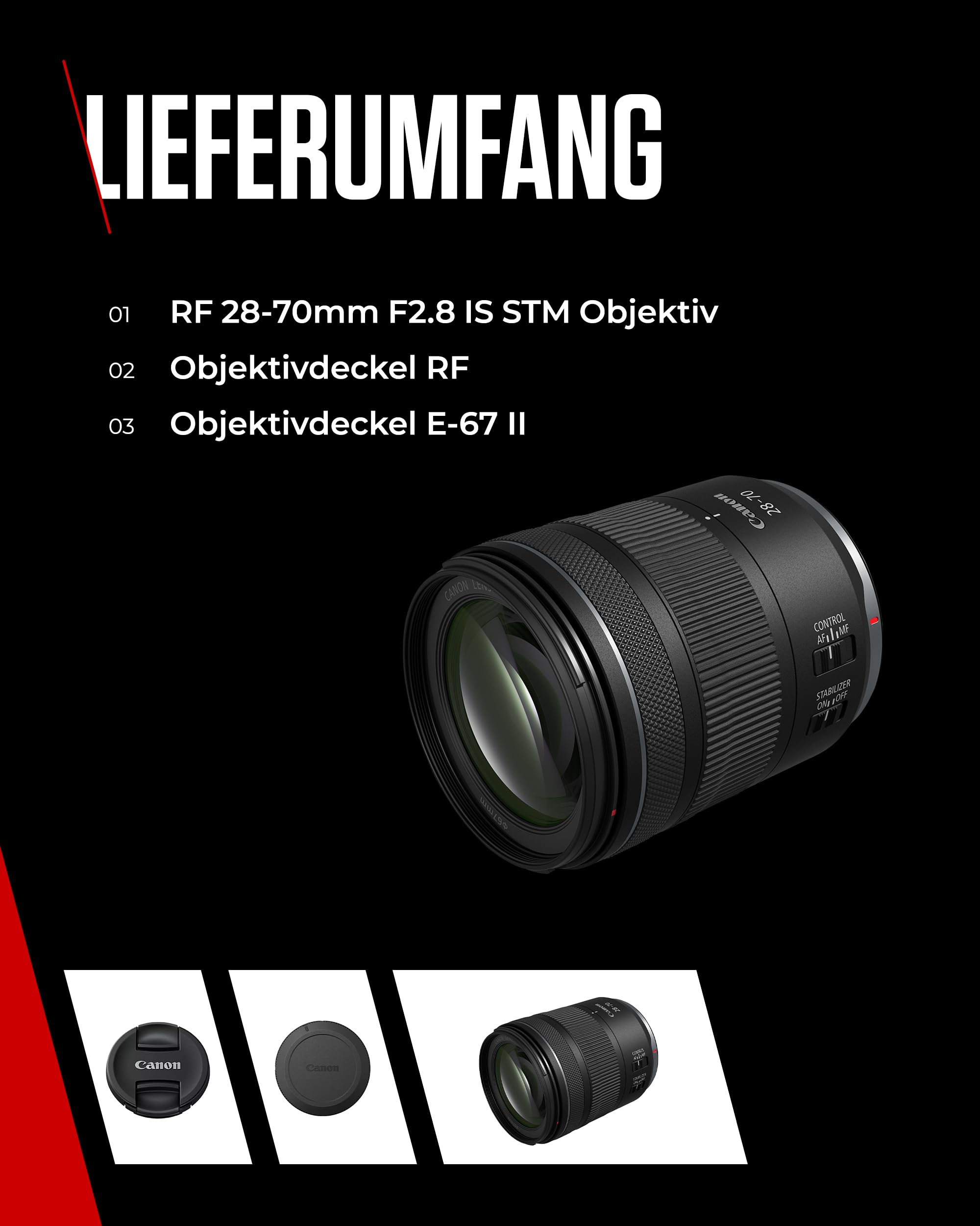Canon RF 28-70mm F2.8 is STM Standard-Zoomobjektiv für EOS R Kameras mit 5,5-Stufen-Bildstabilisator, Witterungsschutz in kompakter und Leichter Bauweise