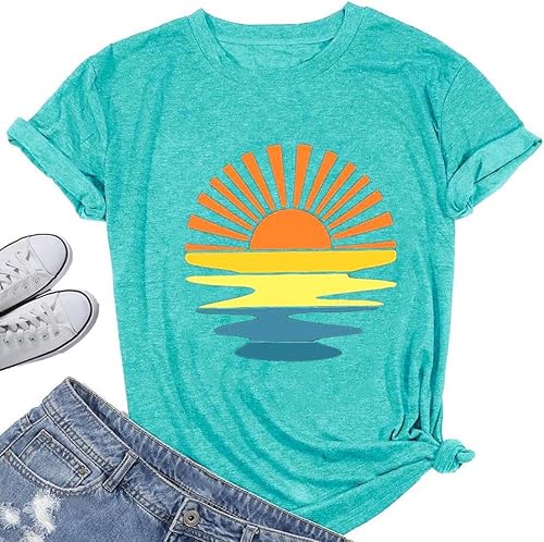 Sunrise Sunset Sunshine T Shirt for Women Outdoor Workout Hawaii