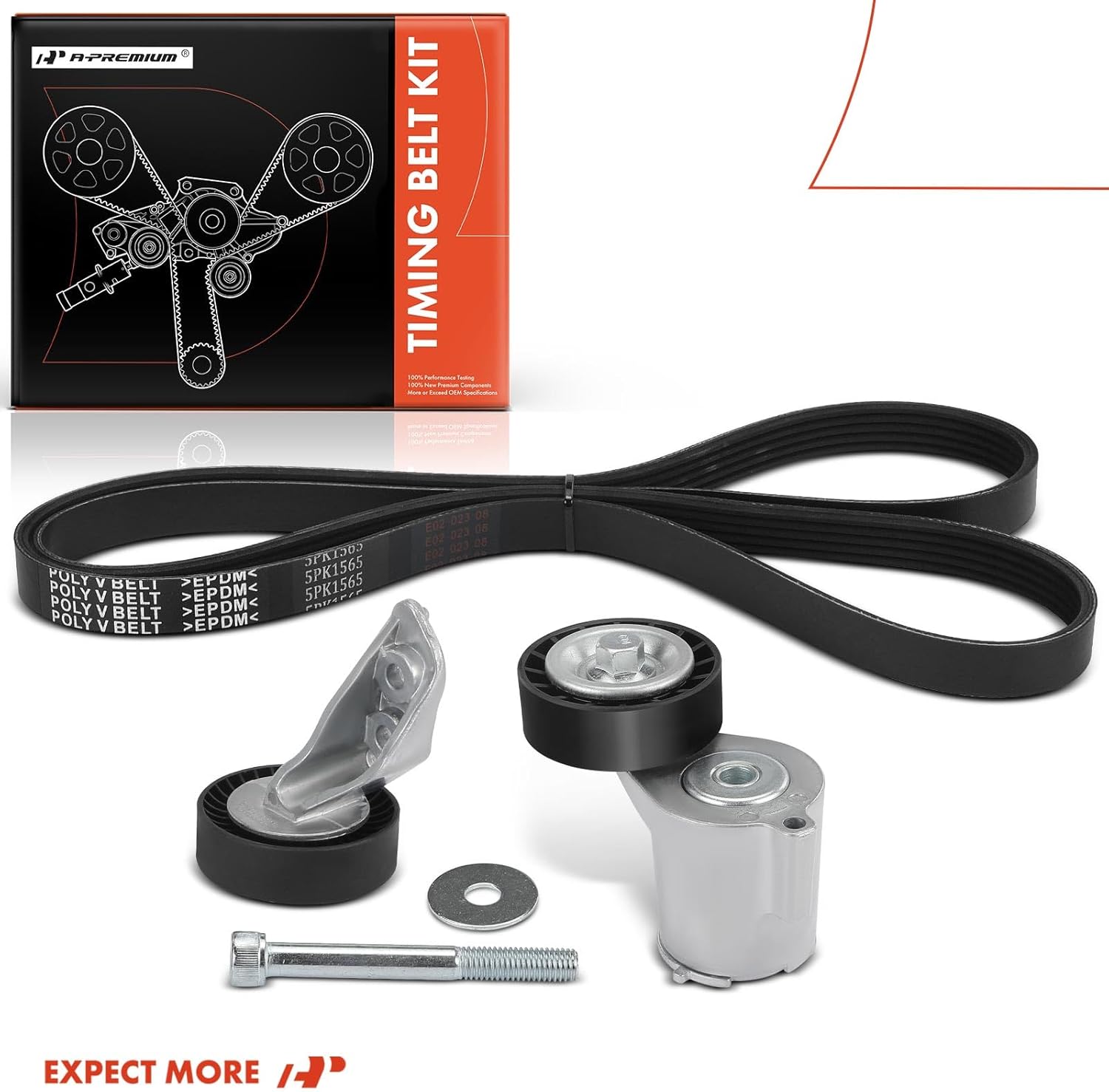 A-Premium Engine Serpentine Belt Drive Kit with Tensioner & Idler Pulley Compatible with Volkswagen Passat 2012-2014, Beetle 2006-2010 2012-2015, 2.5L, 3-PC Set