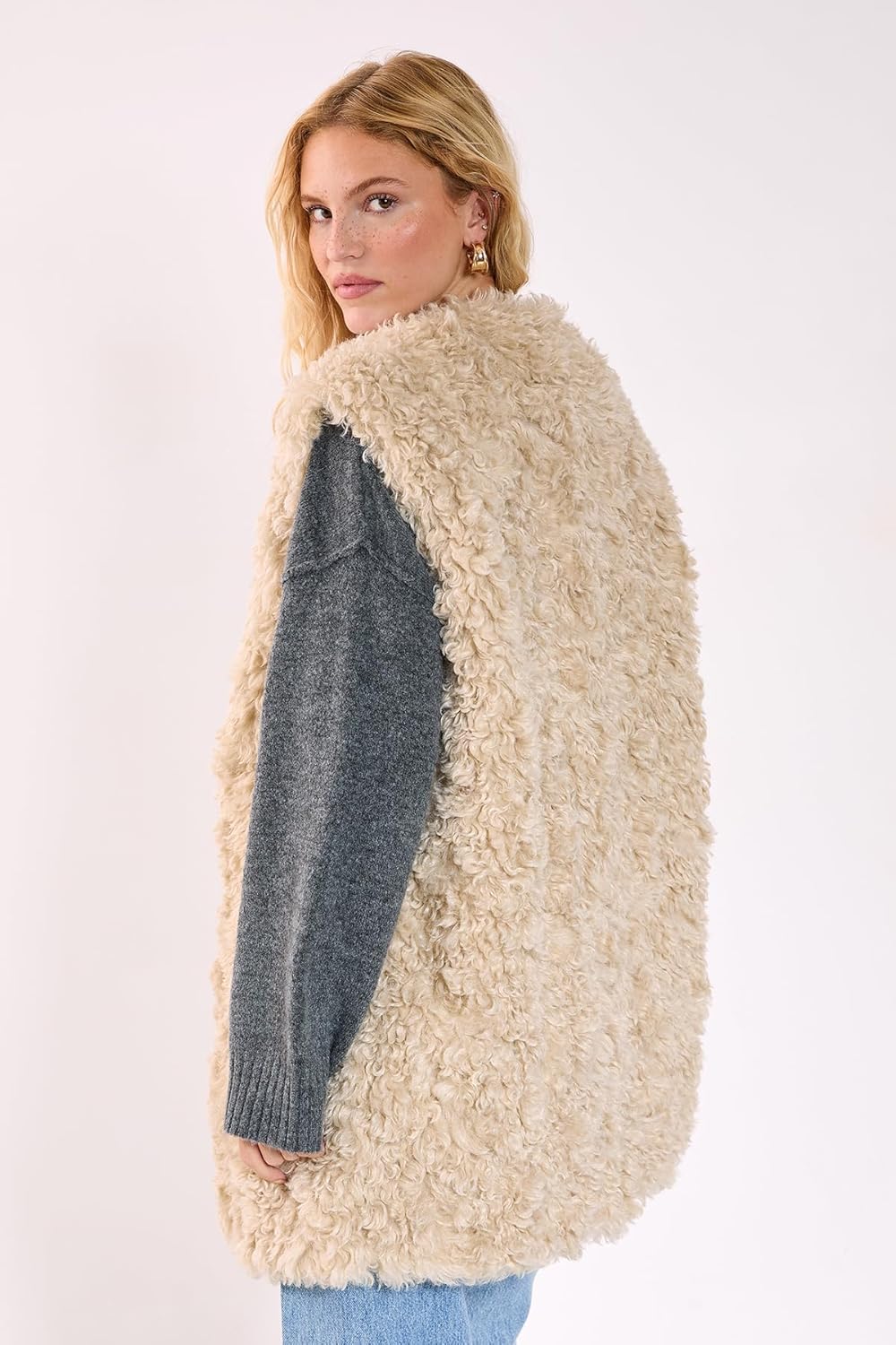 Nasty Gal Curly Faux Fur Gilet