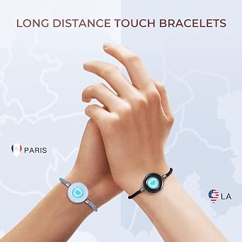 TOTWOO Long Distance Touch Bracelets for Couples Vibration & Light Up Love Couple Bracelets | Distance Relationship Gift for Girlfriend Bluetooth Pairing Jewelry