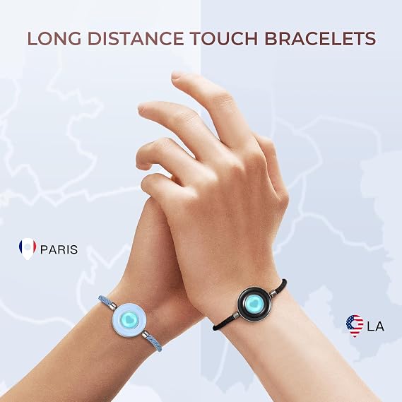 TOTWOO Touch Bracelet for Couple Vibration & Light Up Bracelets Long Distance Gifts for LDR One-to-One Bluetooth Pairing via App Milanrope Candy