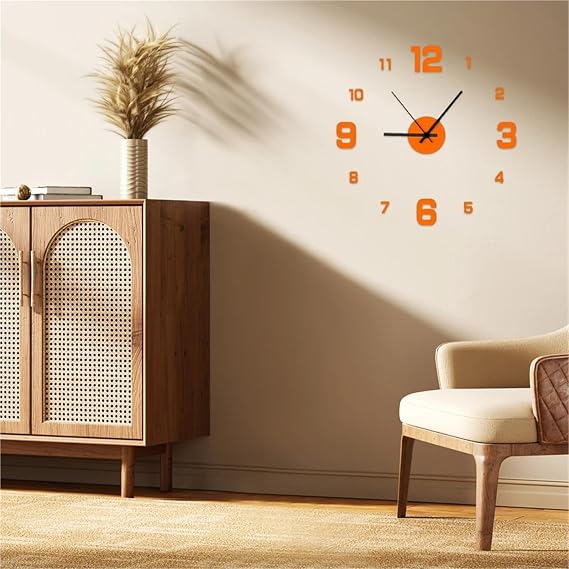 Decor Wall Clock Kit DIY Craft Timepiece Frameless Walldecal Home Silent Living Roomoffice For Living Room Bedroom(Red)